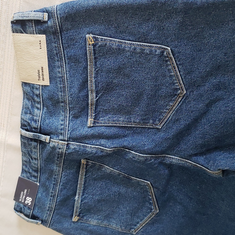 ZARA Trafaluc NEW Jeans Women's 6 Slouchy Ruched Extra Long NWT - Picture 5 of 16